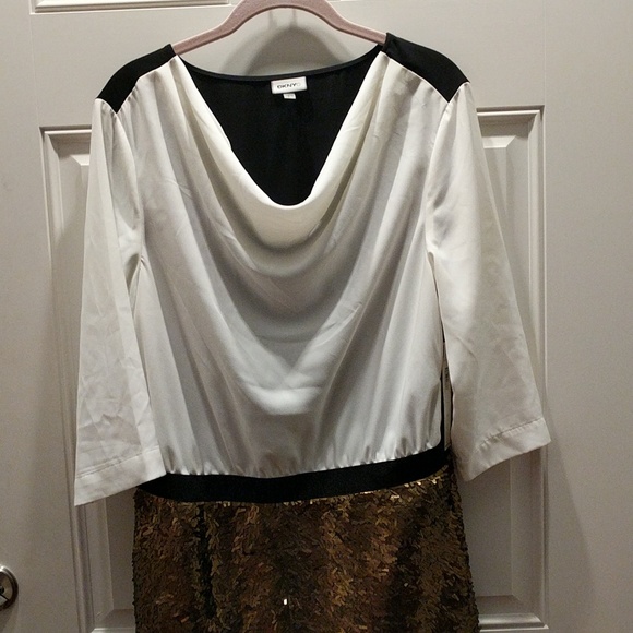 NWT DKNYC dress size 12 white gold black - Picture 3 of 8